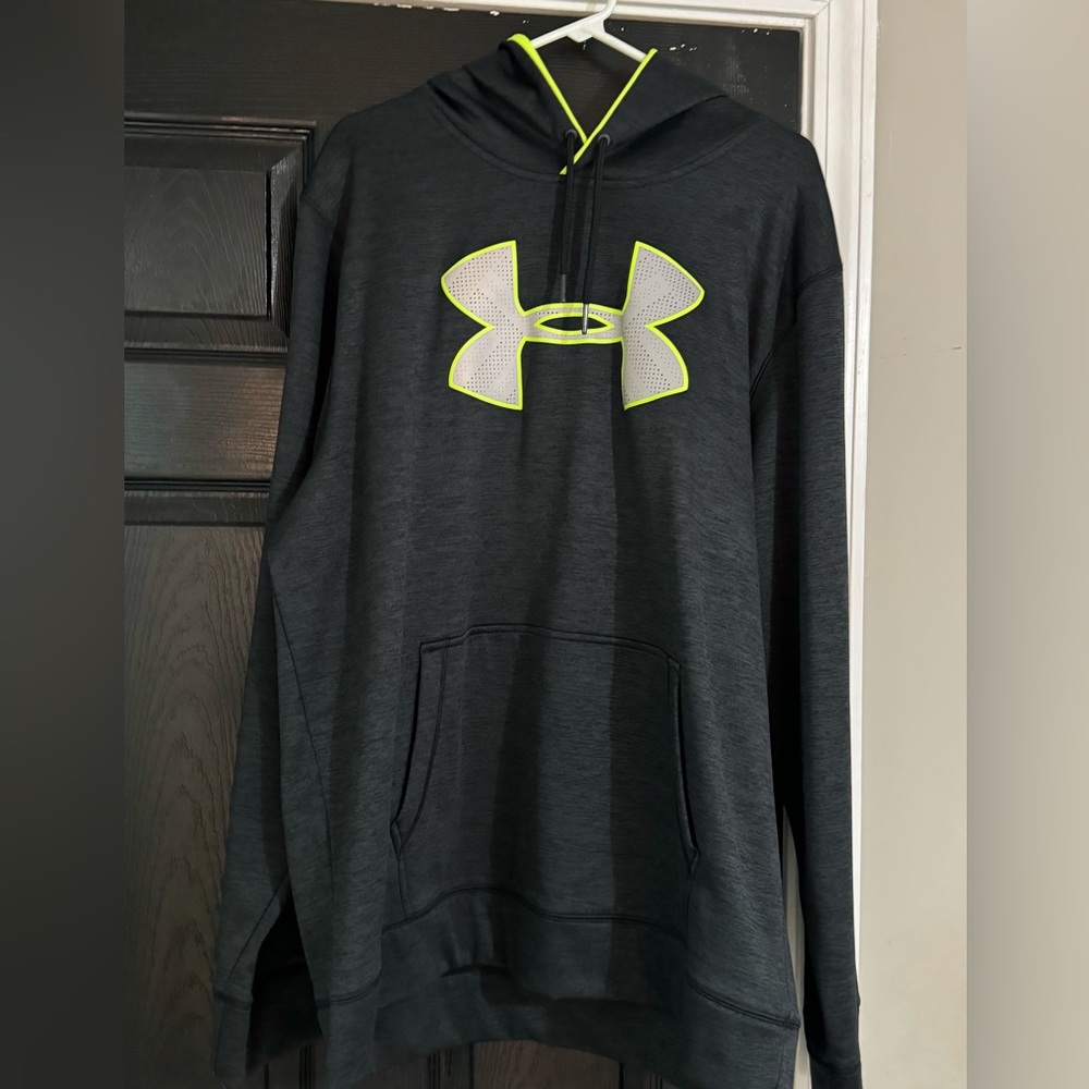 Like new black and lime green Under Armour Mens Hoodie